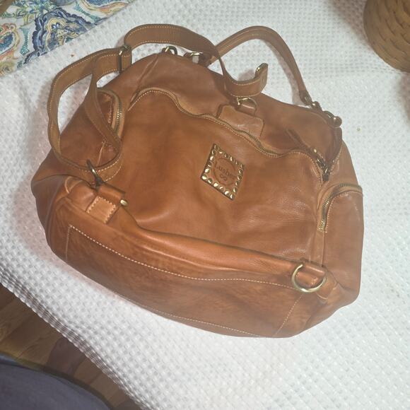 LUSHER COGNAC QUEST XL LEATHER BACKPACK BAG SHOULDER - Picture 1 of 12